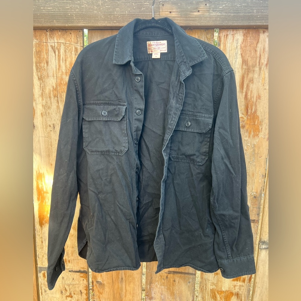 Filson Black Lightweight Cotton Overshirt Jacket